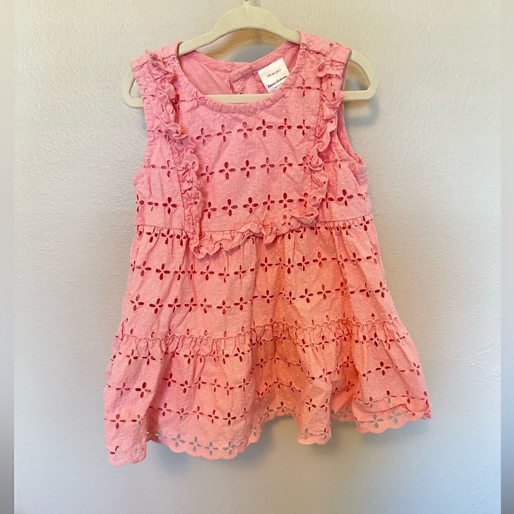 Hanna Anderson eyelet pink dress sz 5